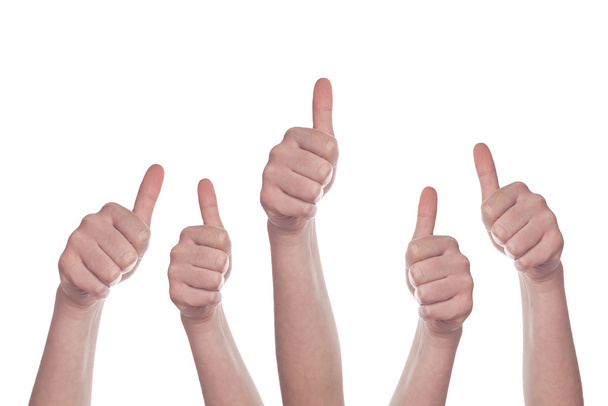 Thumbs up on white background - 写真・画像