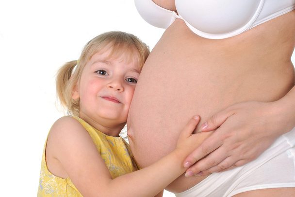 Girl with pregnant mother - Foto, Imagem