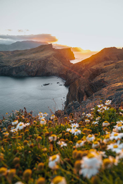 Sunset at Ponta de Sao Lourenco in Madeira Portugal Island. High quality photo - Foto, Imagem