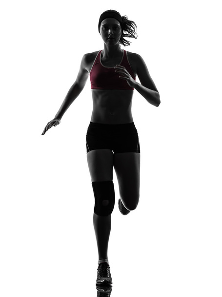 woman runner running marathon silhouette - Фото, зображення