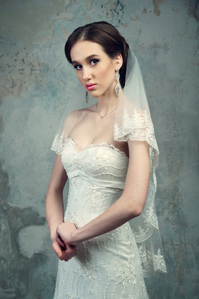 beautiful young girl in a wedding dress - Photo, Image