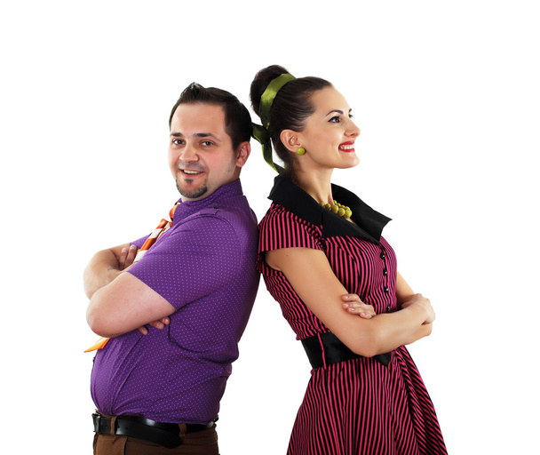 Young dancing couple in bright colour wear - Foto, immagini