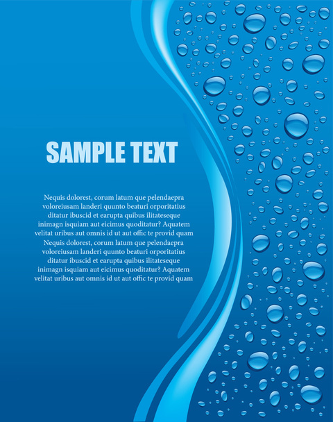 Water drops on blue background with place for text - Vector, afbeelding