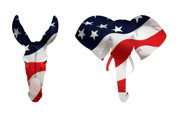 Amerikkalainen demokraatti aasi ja republikaani norsu Symbol
 - Valokuva, kuva