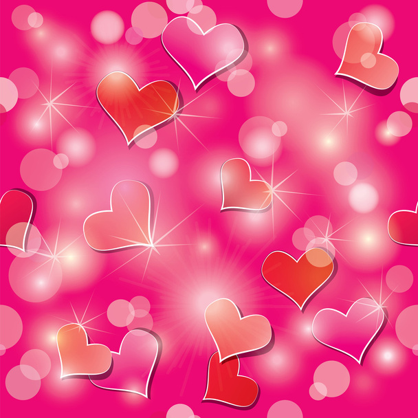Valentine's day seamless pattern with hearts and lights - holida - Vetor, Imagem