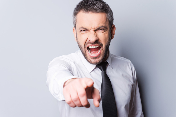 Mature man in shirt and tie shouting - Photo, Image