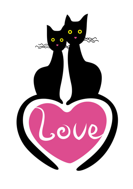 Cats on heart - Вектор,изображение