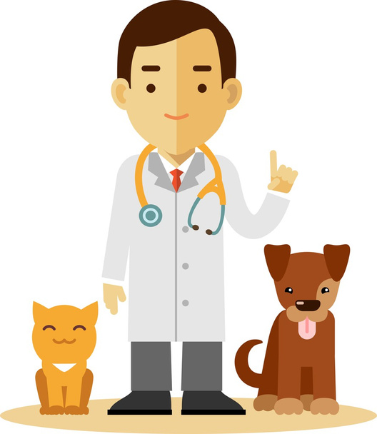 Lekarz weterynarii, pies i kot - Wektor, obraz