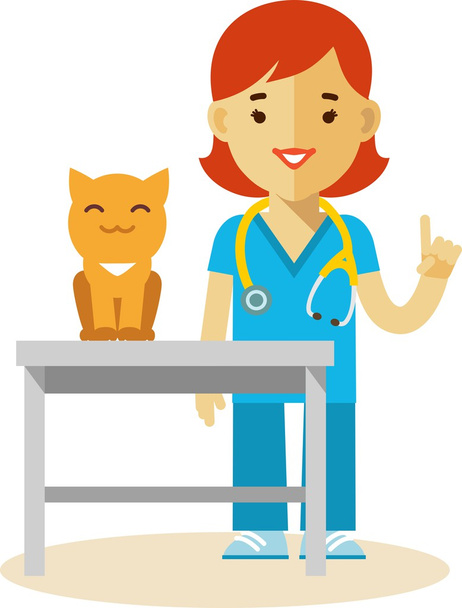 Ветеринарний лікар і кіт
 - Вектор, зображення