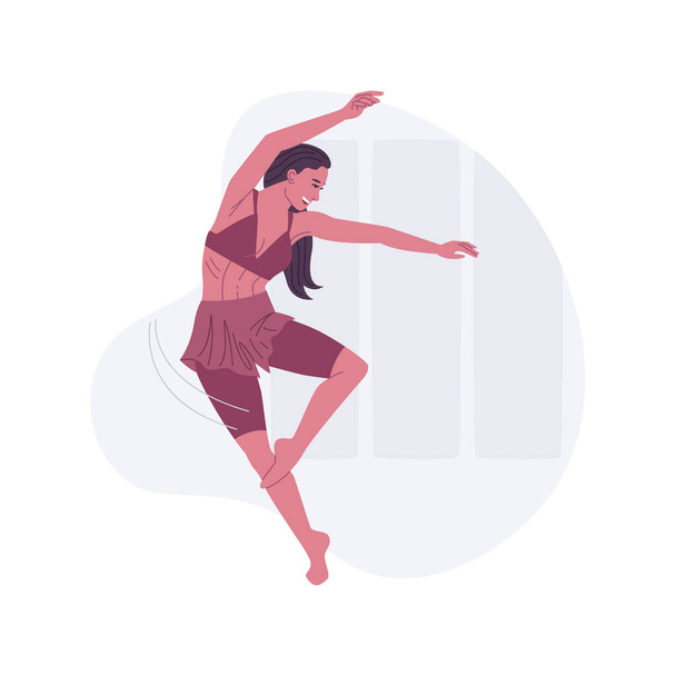 Contemporary dance isolated cartoon vector illustrations. Young woman dancing alone in the studio, classic ballet motion, elegance pose, training alone, fitness activity vector cartoon. - Vektor, Bild