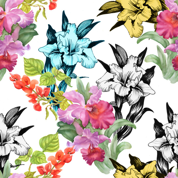 Colorful iris flowers background - Foto, immagini