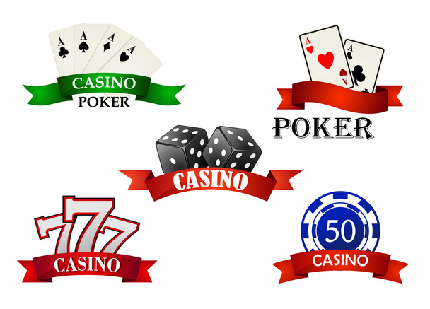 Casino y símbolos o emblemas de juego
 - Vector, imagen