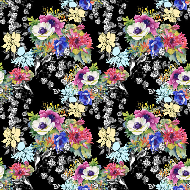 Colorful garden flowers background - Photo, Image
