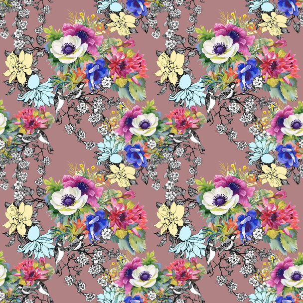 Colorful garden flowers background - Фото, изображение