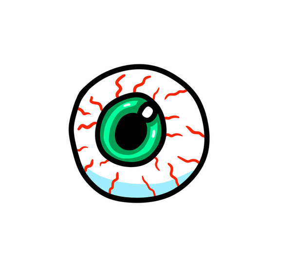 Digital illustration of a creepy Halloween emerald green eyeball - Foto, Imagem