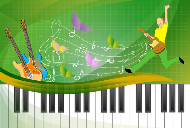 Musical green background - Vector, Image