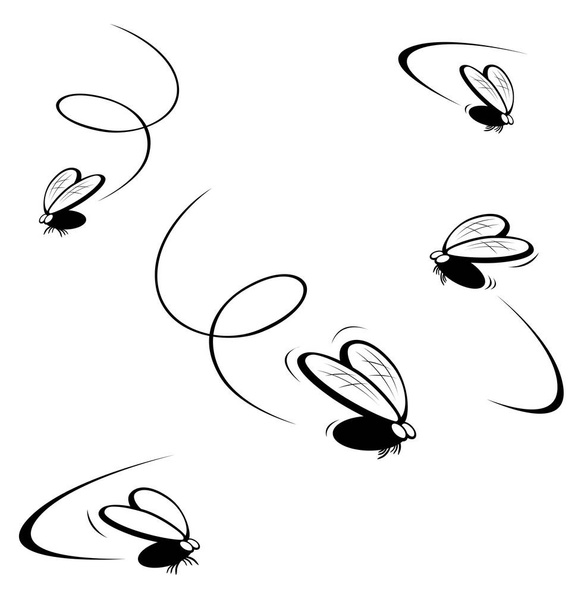 funny cartoon flies buzzing around - Vector, Image