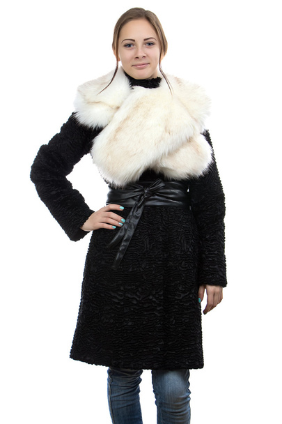 Portrait of the young woman in fur - Photo, Image