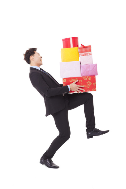 happy Businessman hold with gift box - Foto, Imagem