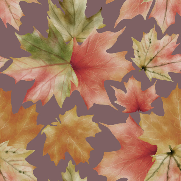 Watercolor boho leaves semaless pattern design - Vector, Image