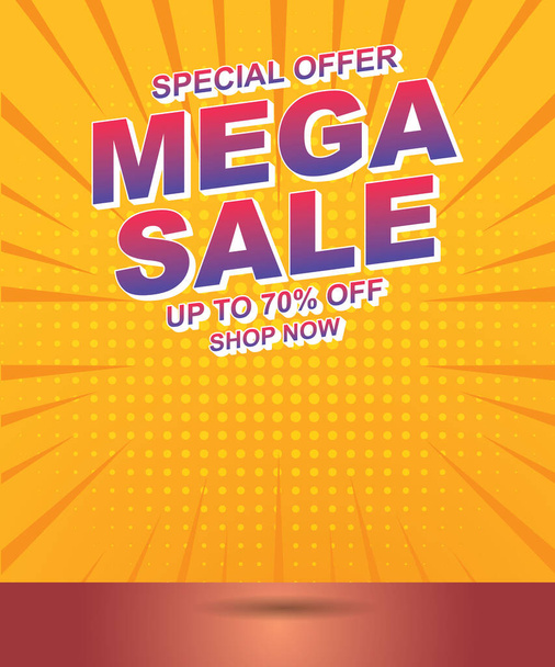 mega sale banner with copy space for product sale - Wektor, obraz