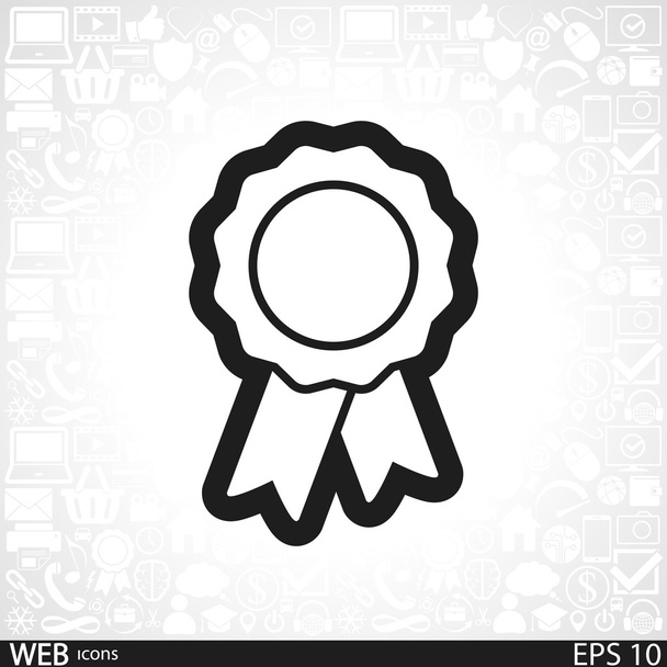 Badge with ribbons icon - Vetor, Imagem