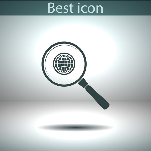 Earth with magnifying glass search icon - Vector, Image