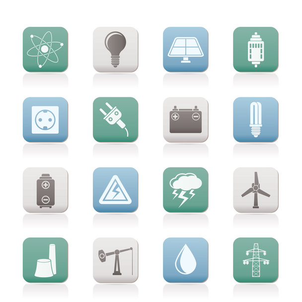 Power and electricity industry icons - vector icon set - Vettoriali, immagini