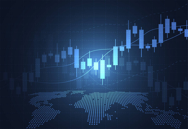 Business candle stick graph chart of stock market investment trading on white background design. Bullish point, Trend of graph. Vector illustration - Vetor, Imagem