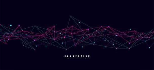 Abstract connecting dots and lines with geometric background. Modern technology connection science, Polygonal structure background. Vector illustration - Vector, Image