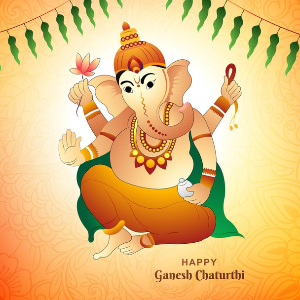 Illustration of lord ganpati for ganesh chaturthi holiday card background - Vector, imagen
