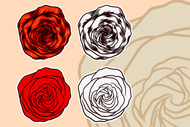 Rose flower vector illustration set - Вектор,изображение