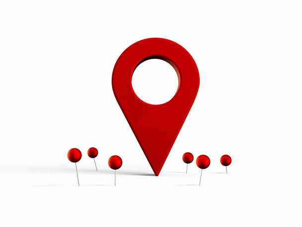 A 3D rendering of a locator mark of map and location pins isolated on white background - Фото, зображення