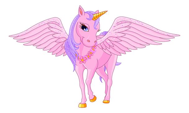 Beautiful pink Unicorn Pegasus - Vektor, Bild