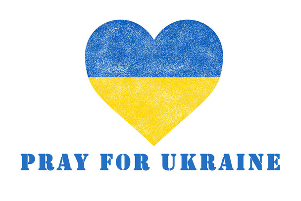 Ukraine flag love shape stop war concept from Russia invasion Pray for Ukraine - Fotoğraf, Görsel