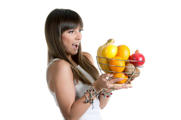 Chica sexy con frutas
 - Foto, imagen