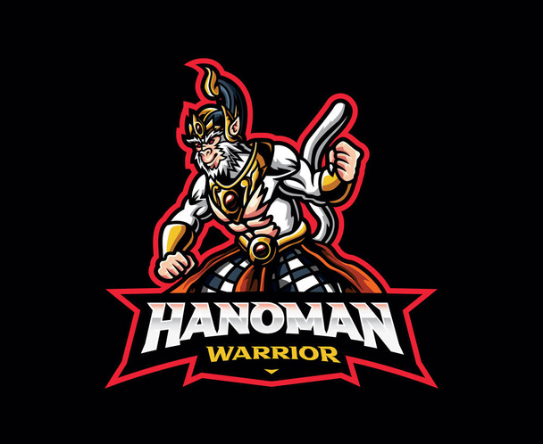Hanoman mascot logo design. Hanoman vector illustration. Logo illustration for mascot or symbol and identity, emblem sports or e-sports gaming team - Vector, afbeelding