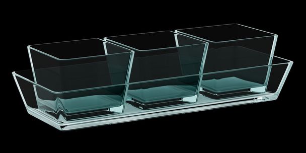 Glasbackschalen isoliert auf schwarzem Hintergrund - Foto, Bild