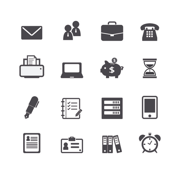 Office Work Workplace Business Financial Web Icons - Вектор, зображення