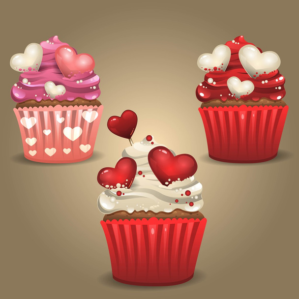 Cupcakes romantic - Vector, Image