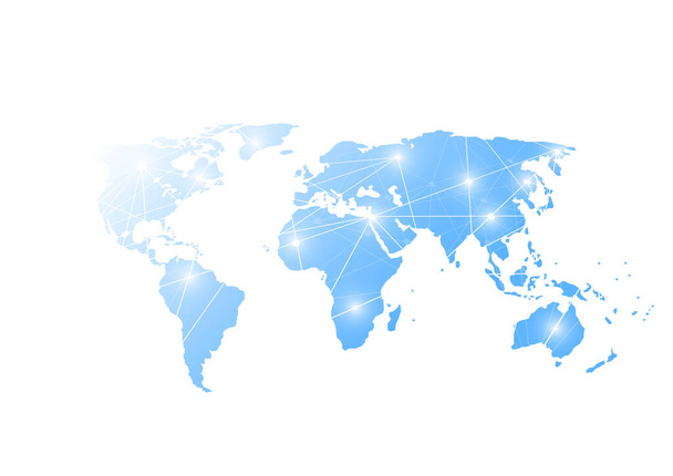 Globalne połączenie sieciowe. Mapa świata punkt i koncepcja składu linii globalnego biznesu. Ilustracja wektora - Wektor, obraz