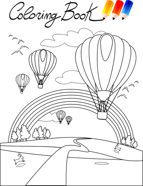 Libro para colorear para niños, globos
 - Vector, imagen