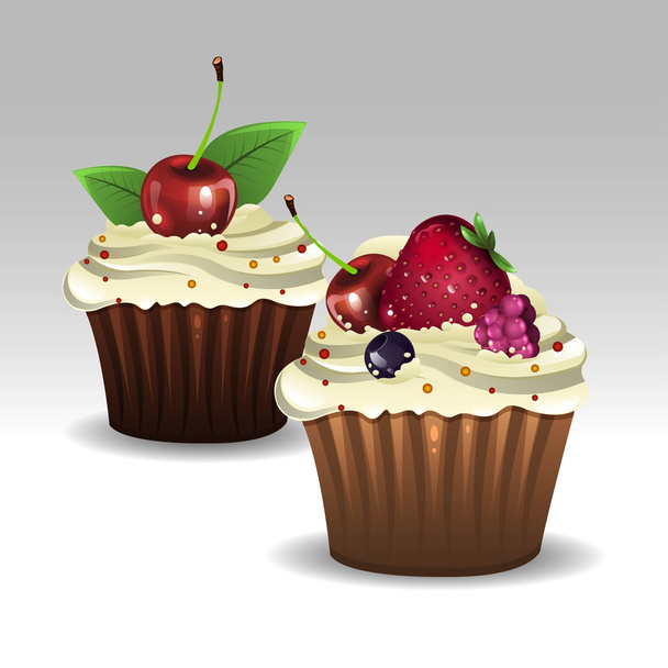 Fruit muffins - Vector, Image