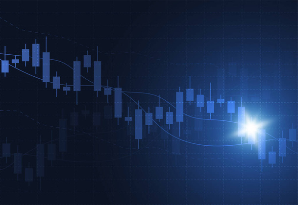 Business candela bastone grafico grafico del mercato azionario negoziazione di investimenti su disegno sfondo scuro. Punto rialzista, Trend del grafico. Illustrazione vettoriale - Vettoriali, immagini