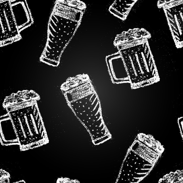 Pattern with beer glasses. - Vector, Image