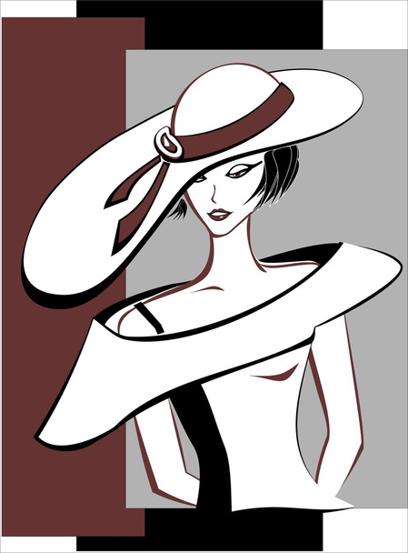 dívka v klobouku - Vektor, obrázek