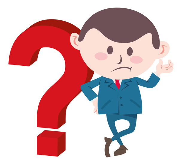 Businessman with big question mark - Vector, Image