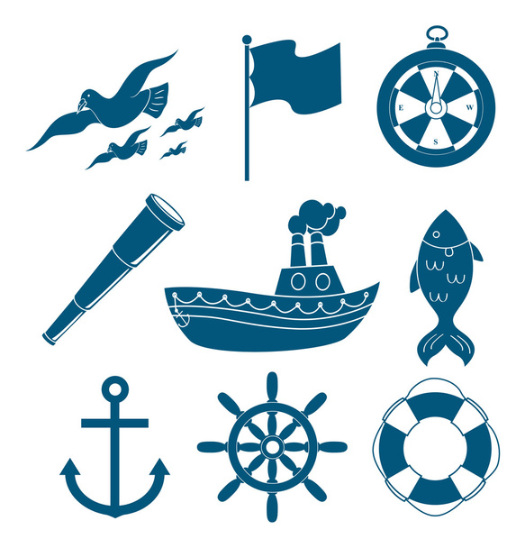 nautische, maritime Symbole gesetzt - Vektor, Bild