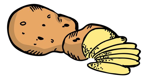 Γελοιογραφία ωμής πατάτας - Διάνυσμα, εικόνα