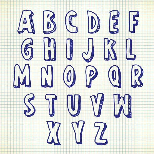 Hand drawing alphabet - Vector, Image